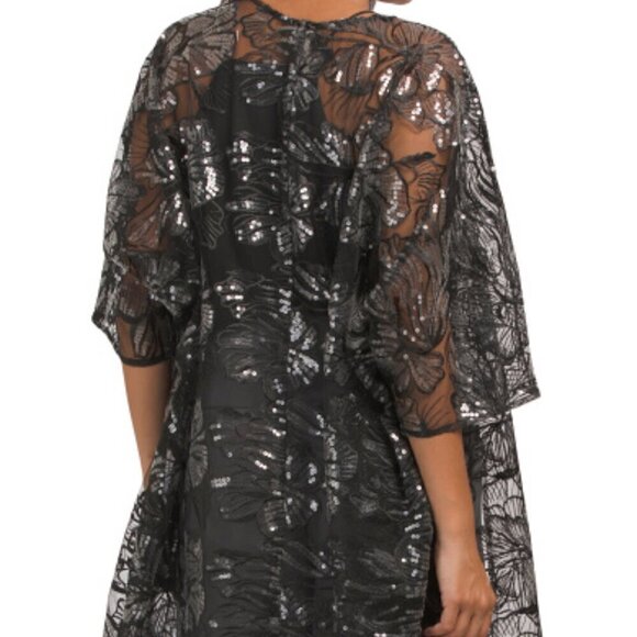 NWT Anne Klein Black Oversized Sheer Cardigan with Sequins, Size S/M - Picture 2 of 16